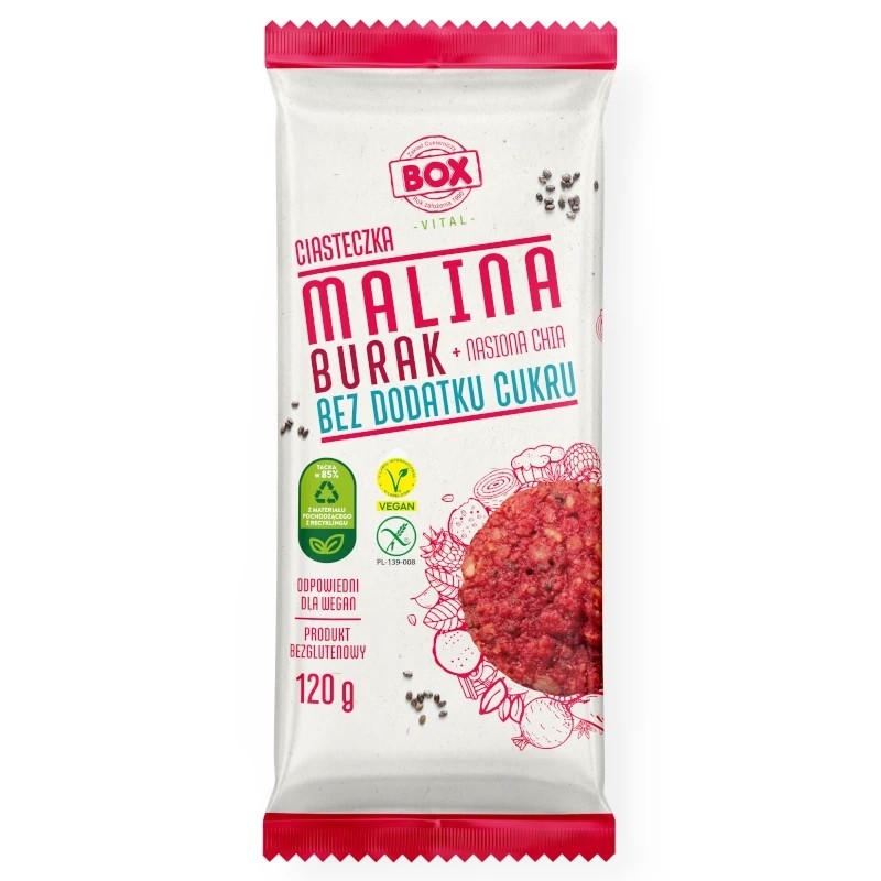 BOX wegańskie ciastko bezglutenowe - malina i burak z chia