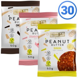 Zestaw 30 ciastek z masłem orzechowym Frank&Oli - po 10 ciastek w trzech smakach - (30x50g)