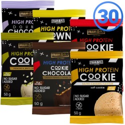 Set of 30 high-protein Frank&Oli cookies – 5 cookies in each of 6 flavors (30x50g)