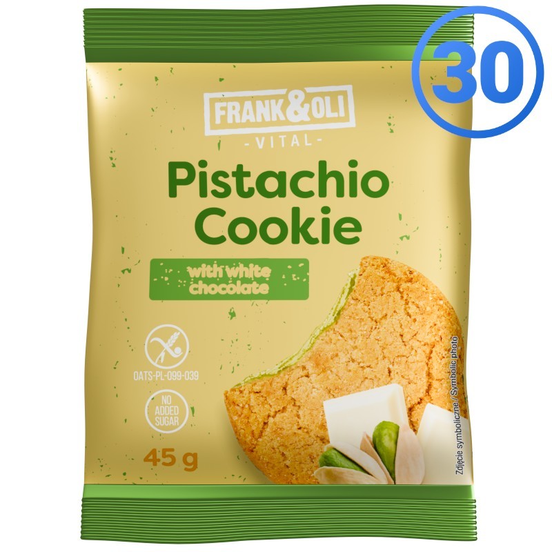 Set of 30 Frank&Oli pistachio cookies - white chocolate - (30x45g)