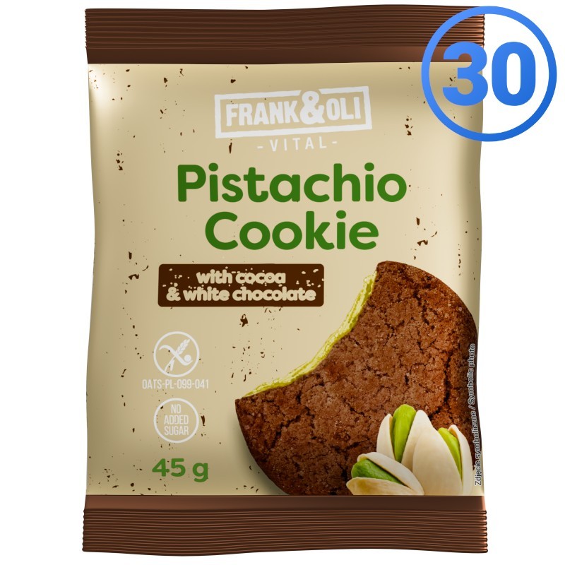 A set of 30 Frank&Oli Pistachio cookies - cocoa and white chocolate - (30x45g)