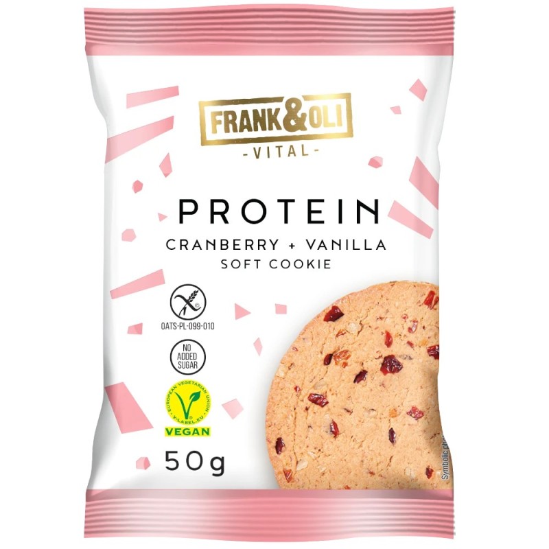 Frank&Oli Ciastko proteinowe - żurawina i wanilia - (50g)