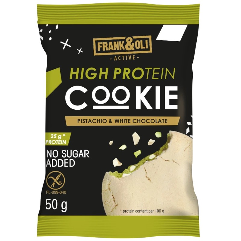 Frank&Oli Ciastko wysokoproteinowe - pistacje i biała czeklada - (50g)