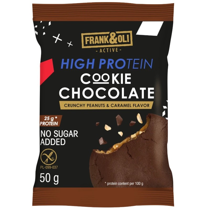 Frank&Oli high protein cookie - chocolate, peanuts and caramel - (50g)