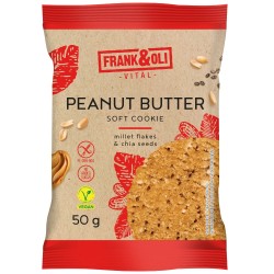 Frank&Oli Ciastko wegańskie - masło orzechowe, płatki jaglane i chia - (50g)