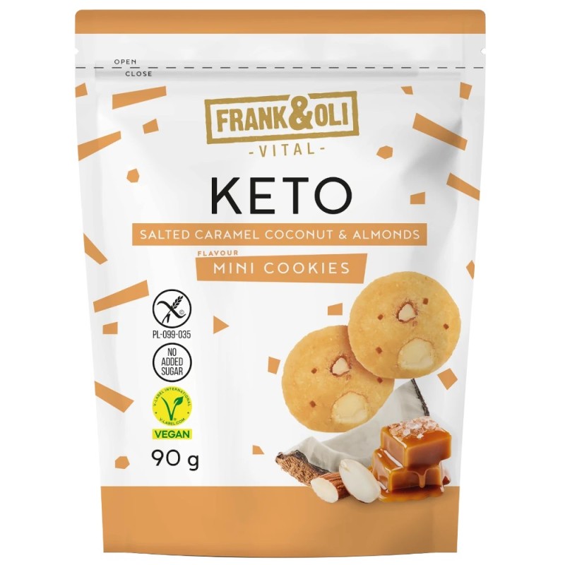 Frank&Oli mini keto cookies - salted caramel with coconut and almonds - (90g)