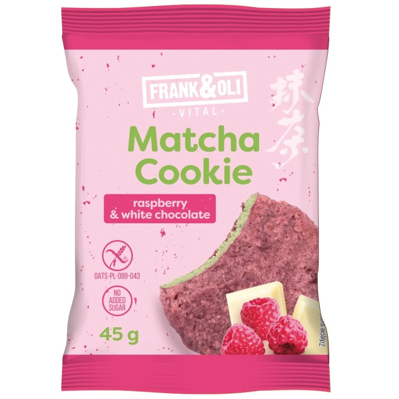 Frank&Oli ciastko bezglutenowe matcha - malina i kako - (45g)