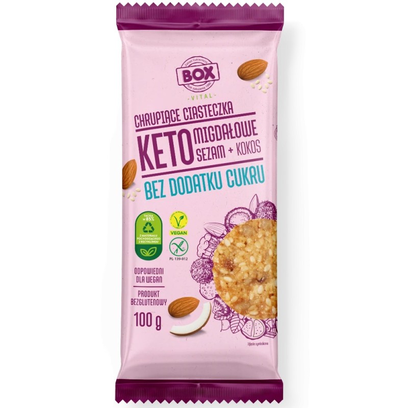 BOX crispy keto cookies - almond, sesame, and coconut - (100g)